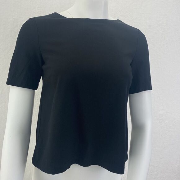Theory Pleaded Back Black Blouse - Picture 3 of 6